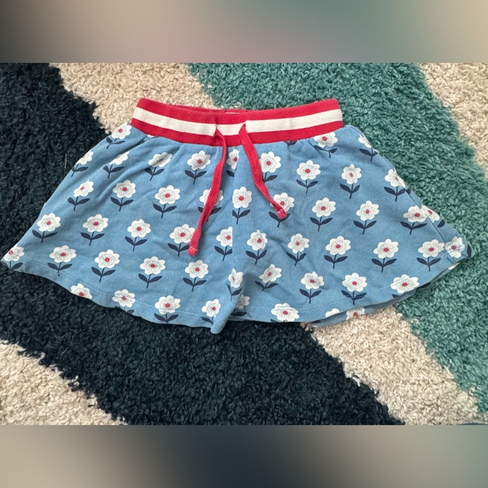 Mini Boden Blue Floral Skort with Red Accents
